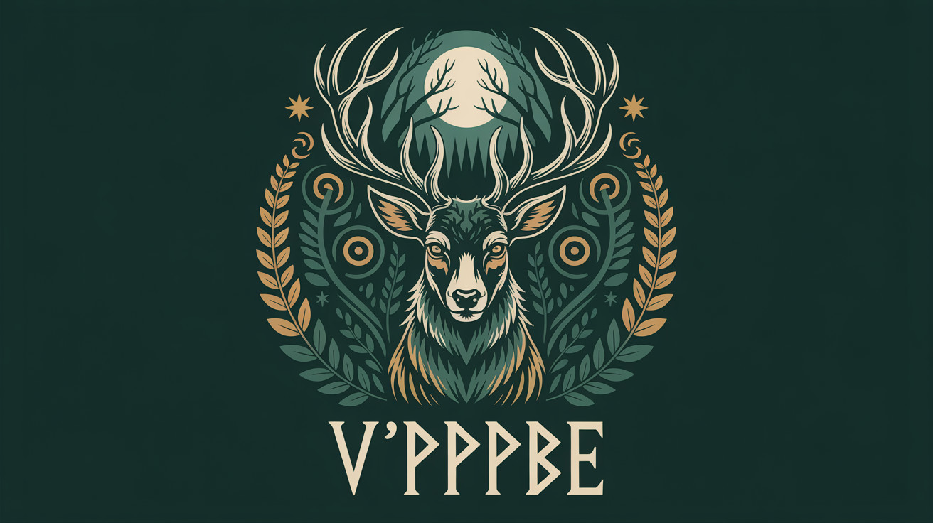 Majestic Stag with Antlers and Floral Patterns Design