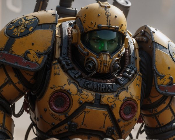 Futuristic Armored Soldier in Industrial Setting