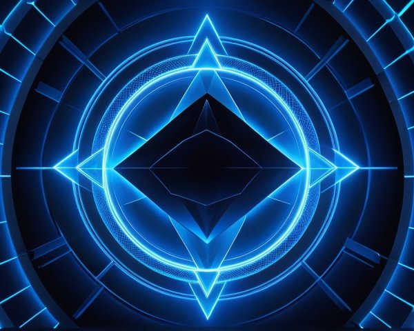Geometric Patterns in Vibrant Blue Light Design