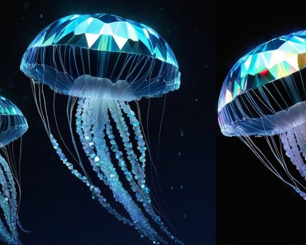 Vibrant Jellyfish in Deep Blue Underwater Scene