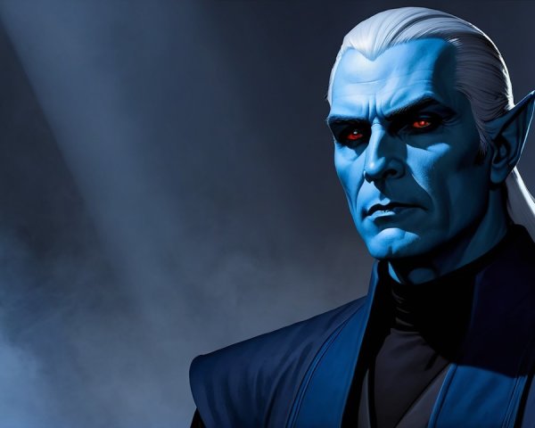 Character with Pale Blue Skin and White Hair