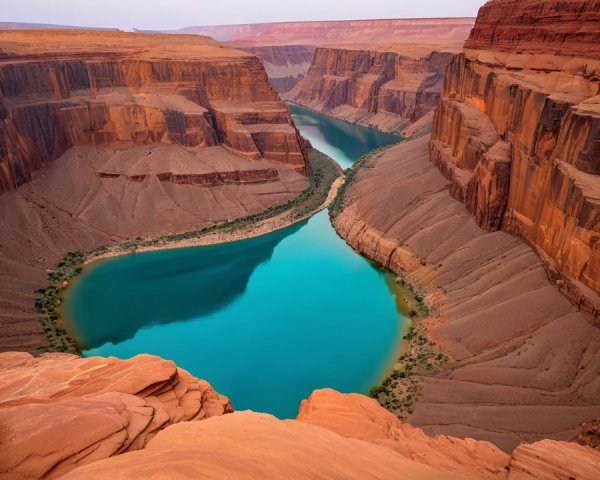 Horseshoe Bend Landscape with River and Red Cliffs