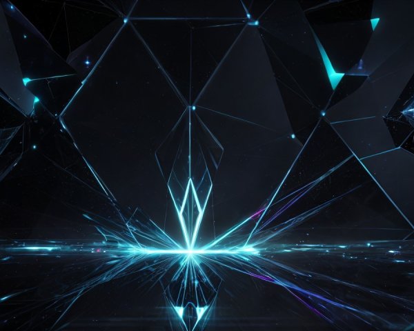 Abstract Futuristic Landscape with Geometric Shapes