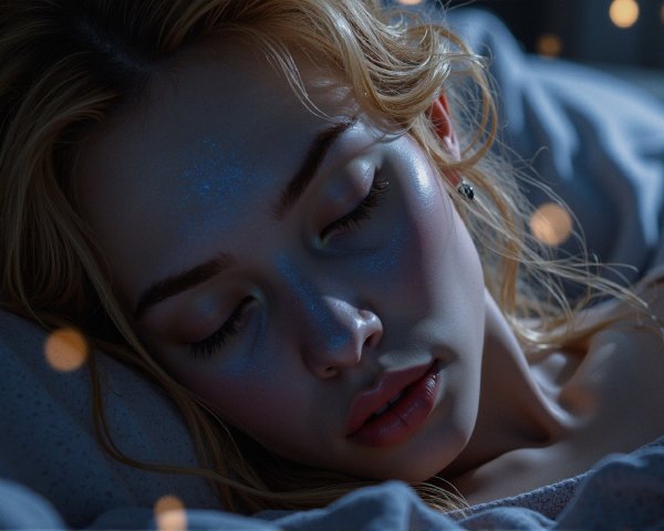 Close-up of a serene sleeping woman with soft features