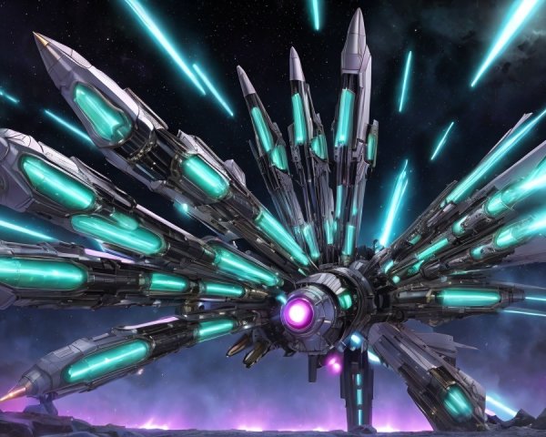 Futuristic spacecraft design with starburst features