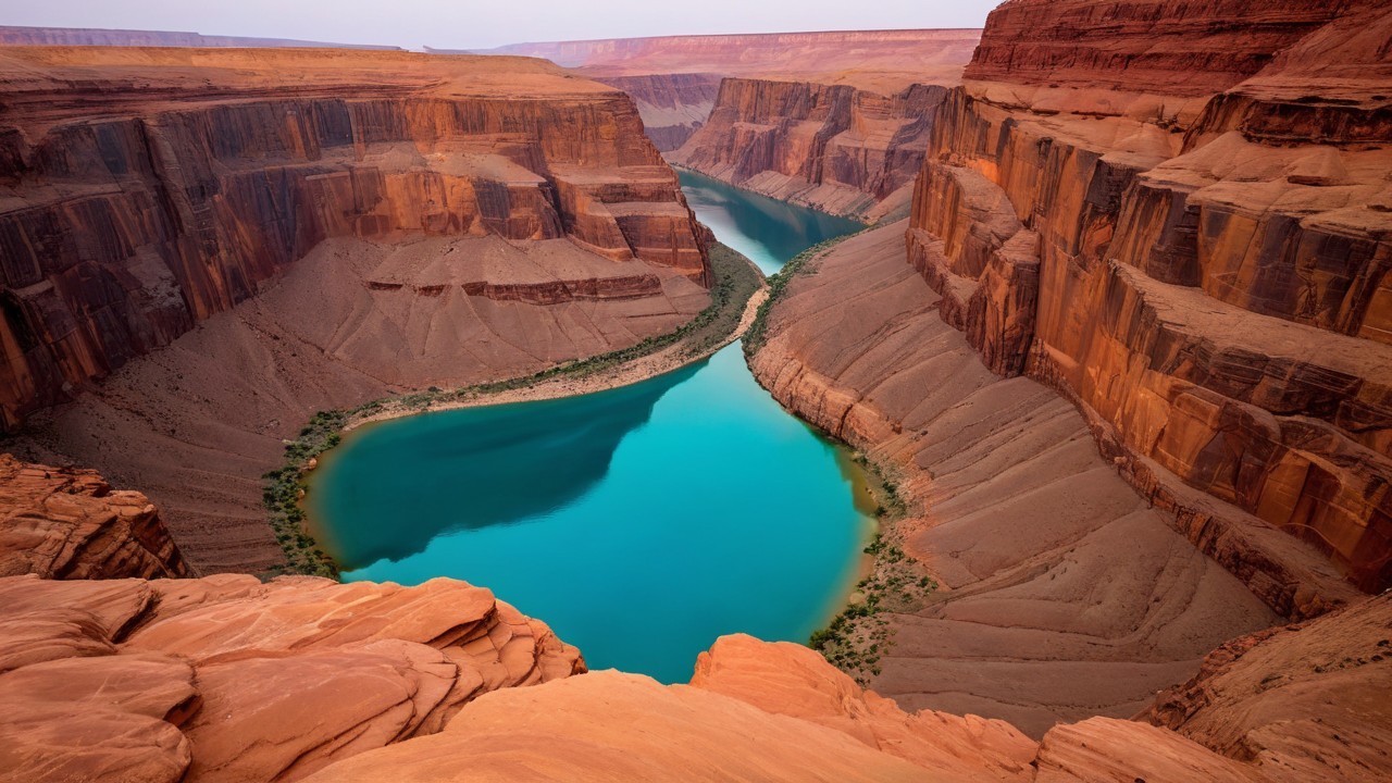 Horseshoe Bend Landscape with River and Red Cliffs