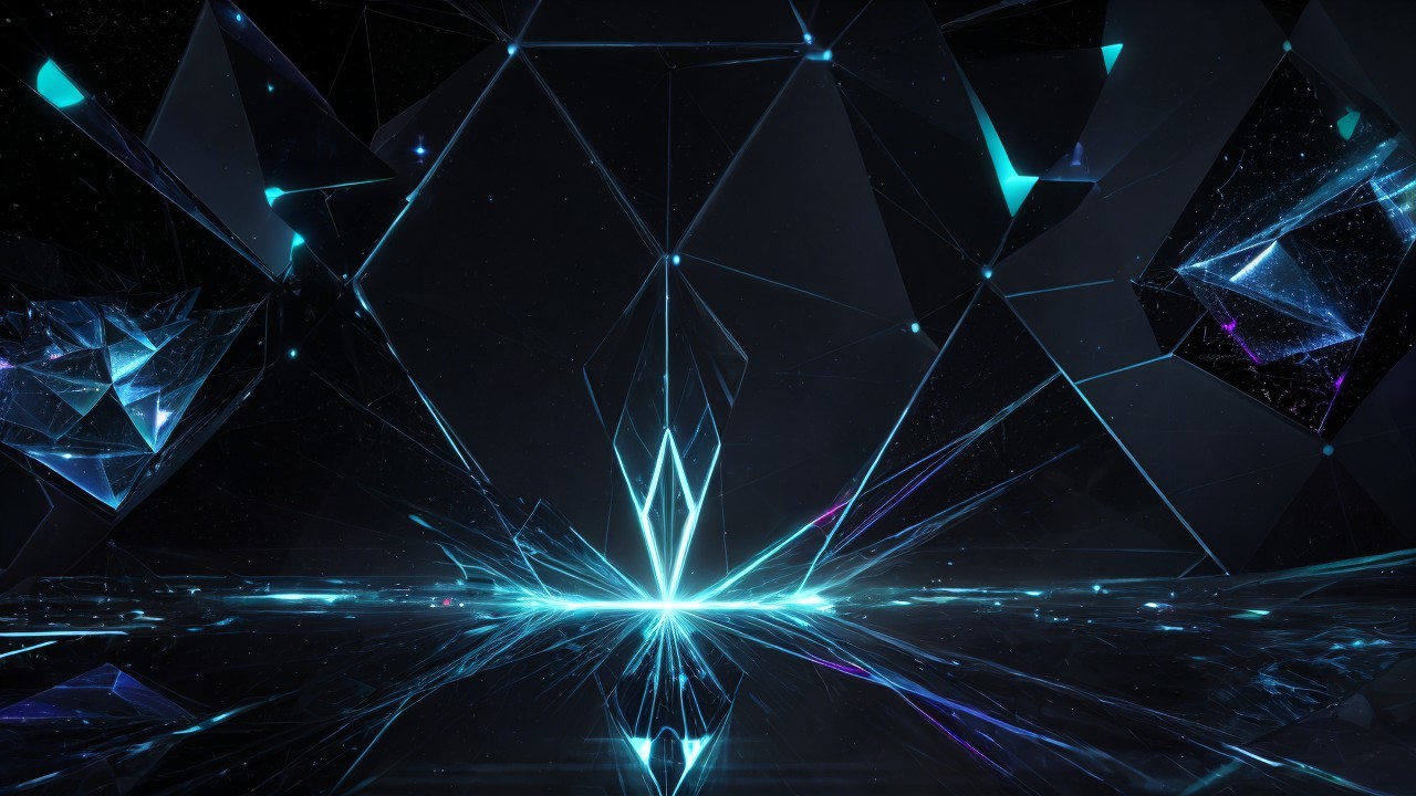 Abstract Futuristic Landscape with Geometric Shapes