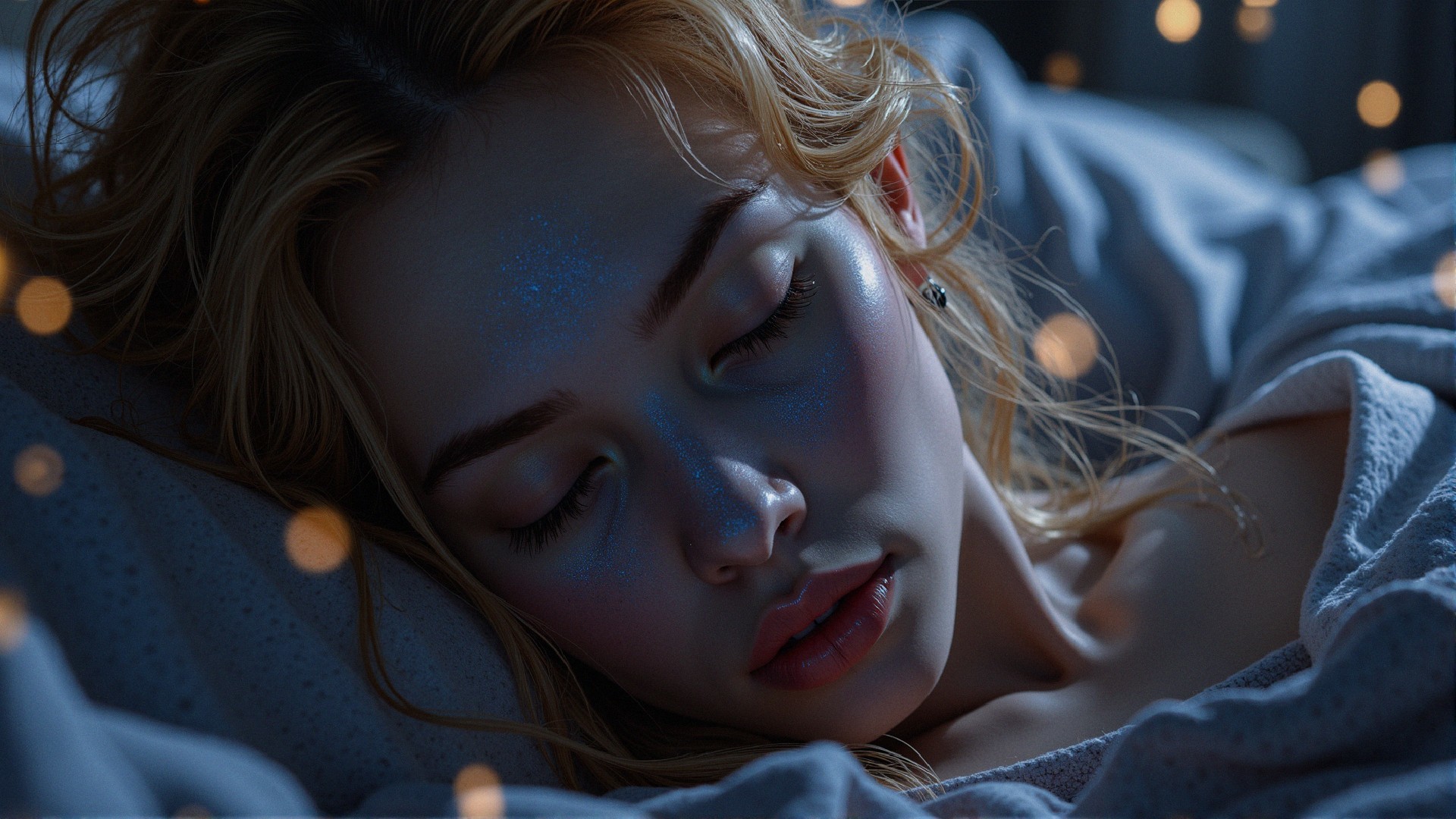 Close-up of a serene sleeping woman with soft features