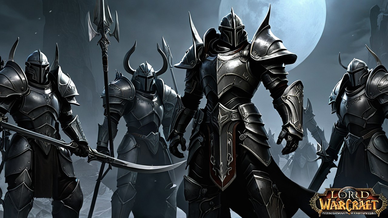 Armored Warriors in Dark Moonlit Landscape