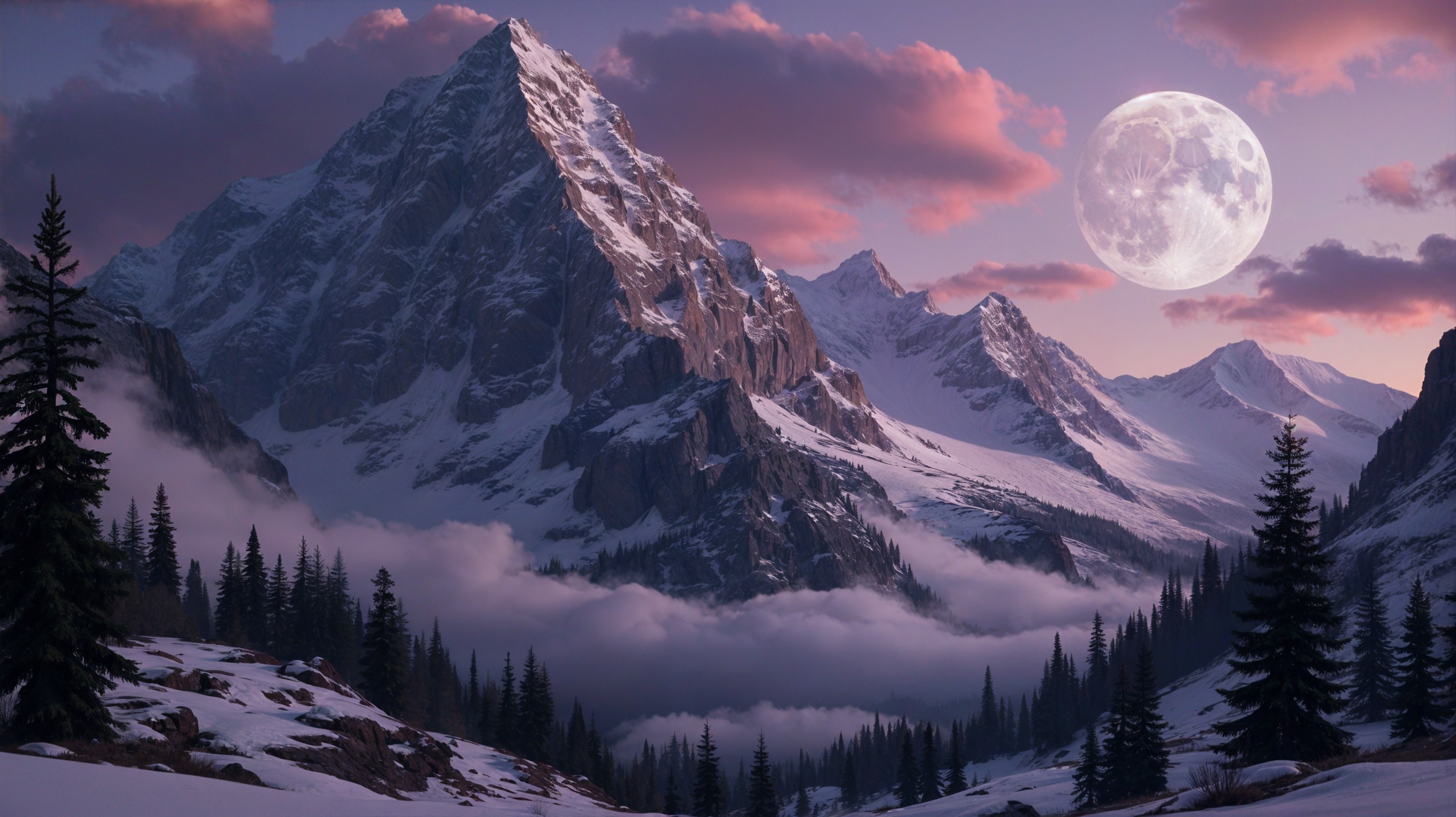 Majestic Snow-Capped Mountains Under a Vivid Sky