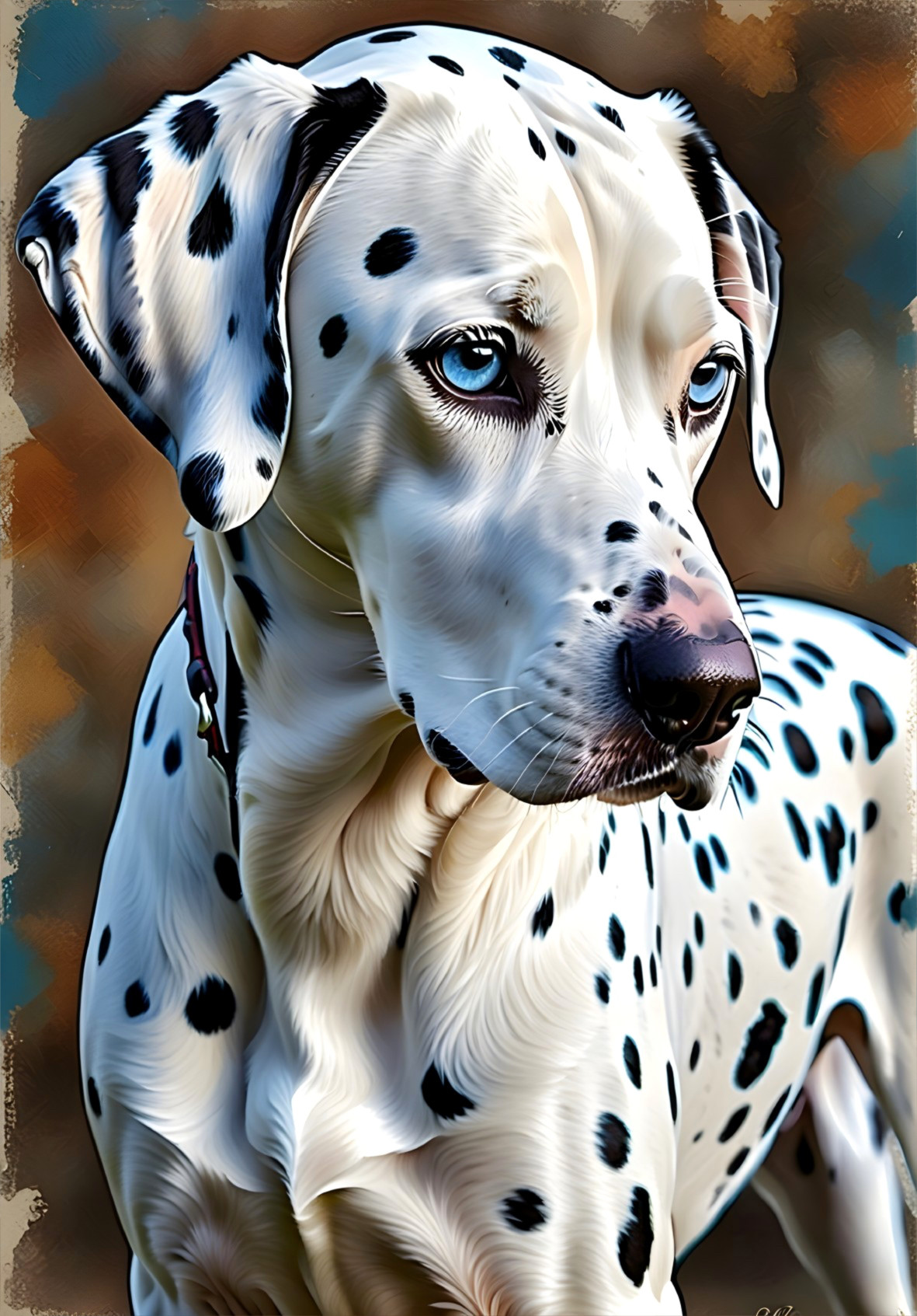 Dalmatian with Black Spots and Bright Blue Eyes