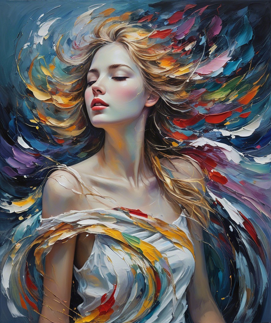 Vibrant Expressionistic Oil Painting of a Woman