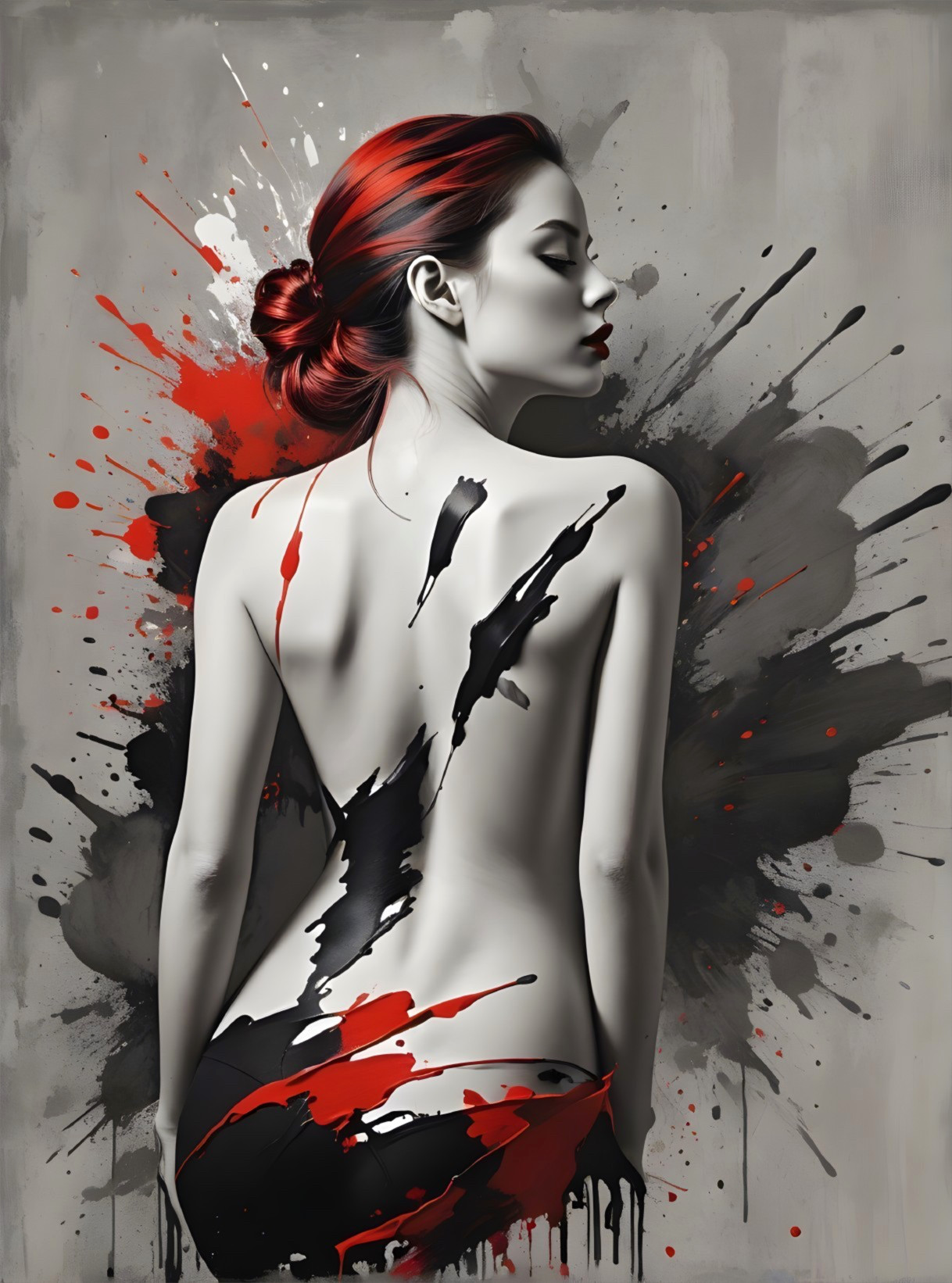 Abstract Artwork of Female Figure in Profile