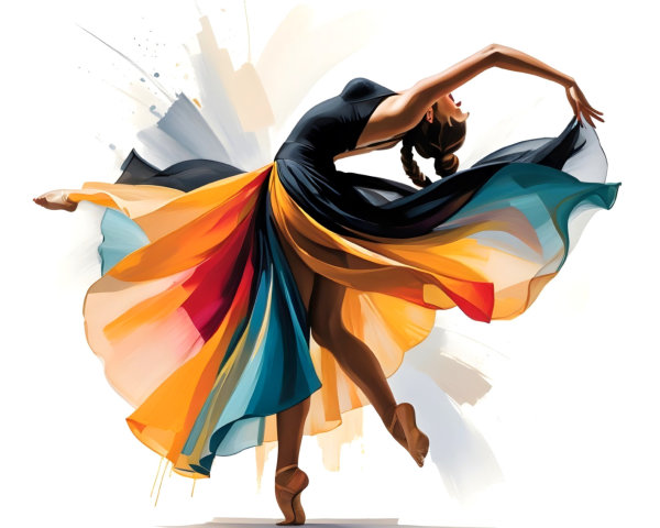 Vibrant Digital Painting of a Stylized Dancer in Motion