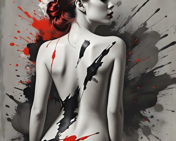 Abstract Artwork of Female Figure in Profile