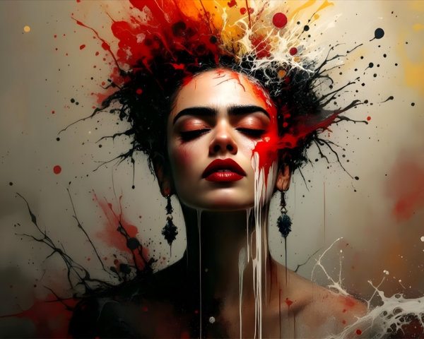 Portrait of a Woman with Colorful Crown Effect