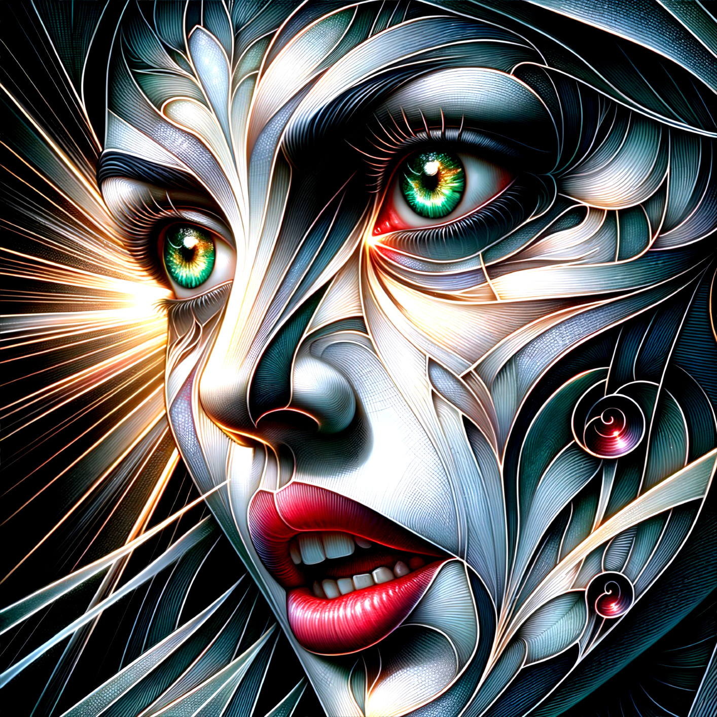 Abstract Portrait of a Woman with Vibrant Colors