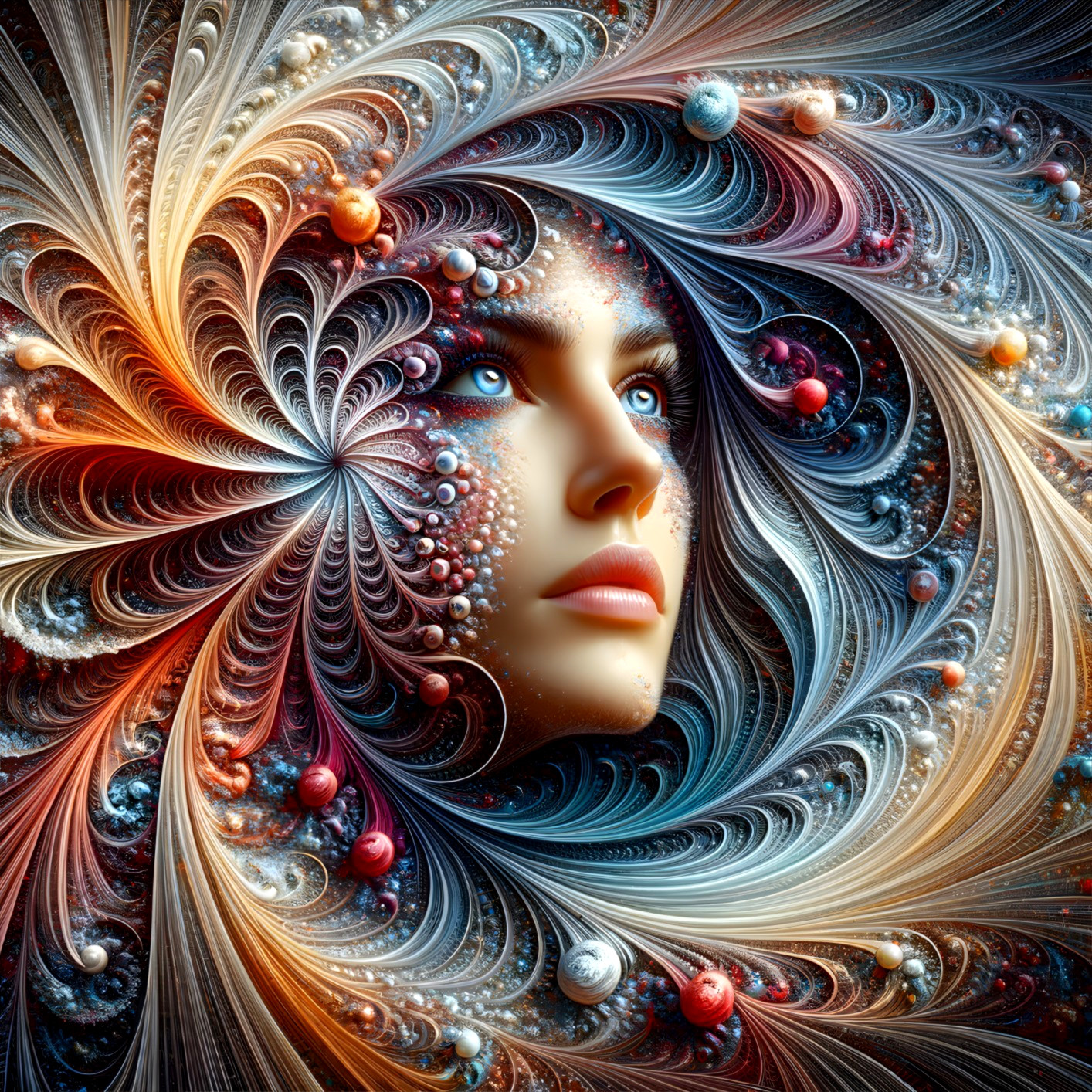 Vibrant Cosmic Portrait of a Woman's Face
