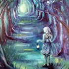 Mystical Landscape with Figure and Luminous Moon