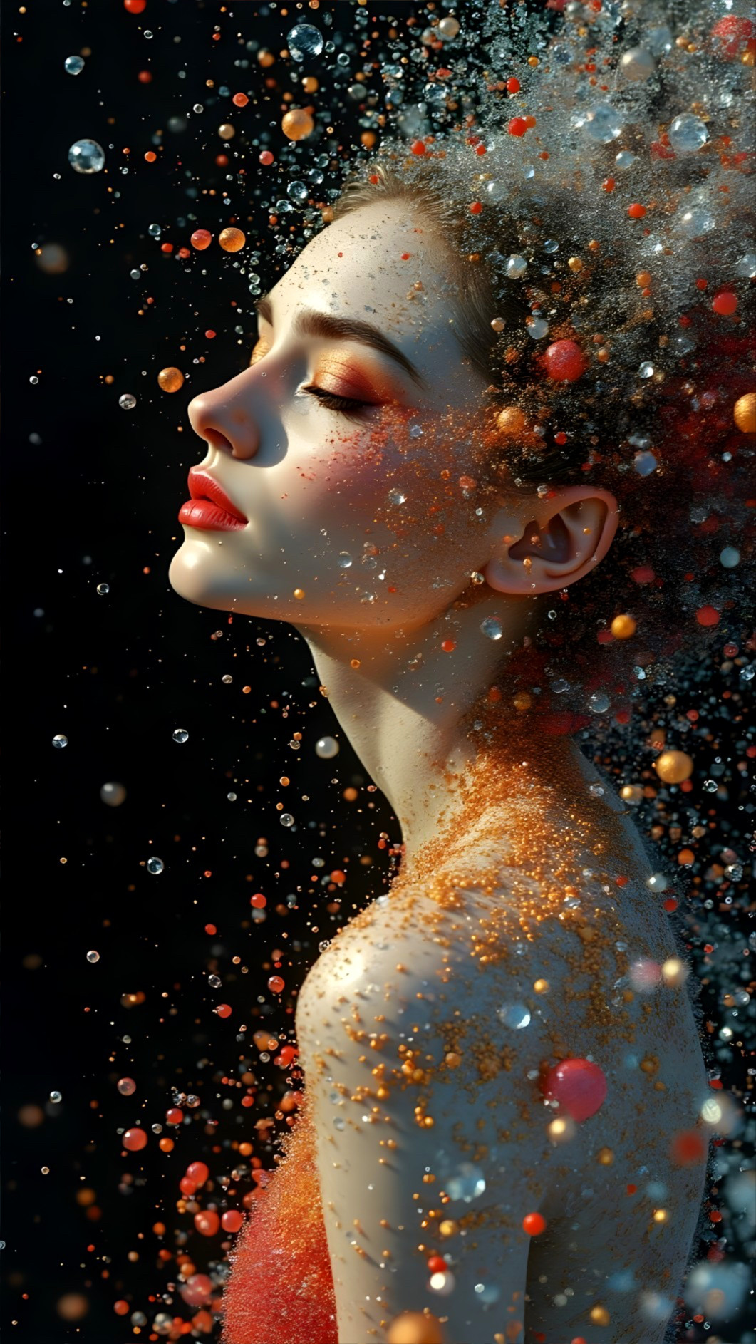 Ethereal Portrait of a Woman with Shimmering Details