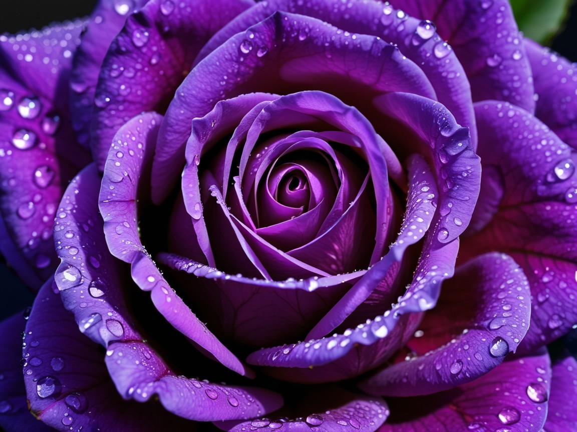 Close-up of a purple rose with water droplets