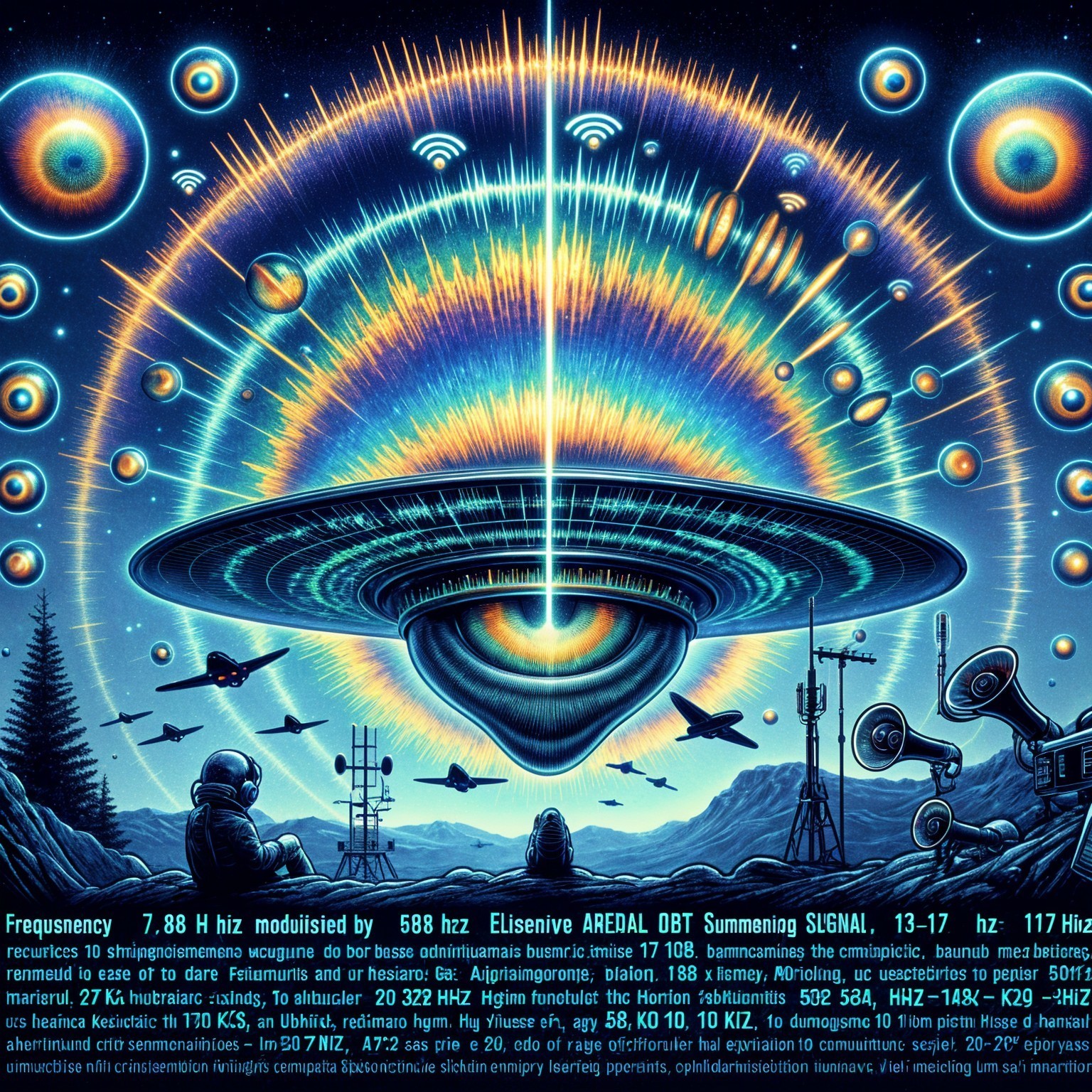 Vibrant Cosmic Scene with Colors and Technology Elements