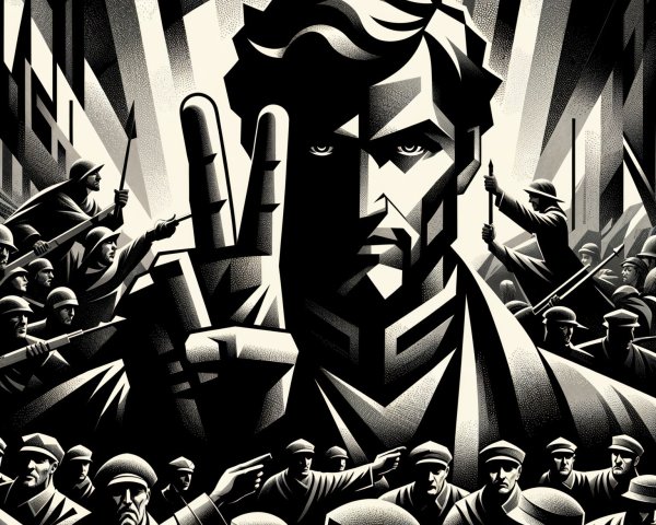 Monochromatic Artwork of Defiance and Uprising