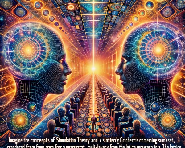 Cosmic Scene with Human-Like Figures and Patterns