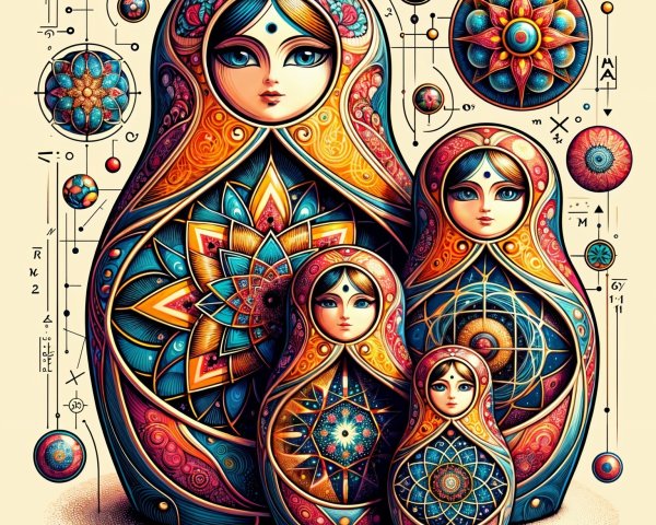 Intricately Designed Russian Nesting Dolls with Symbols