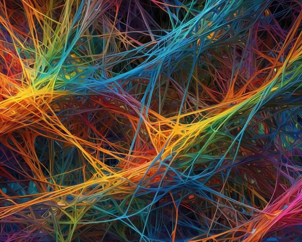 Colorful Abstract Art with Neon Lines and Strands