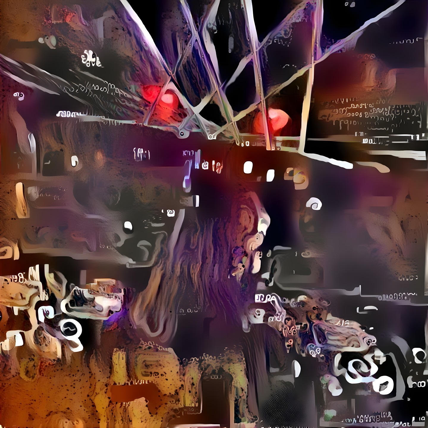 Abstract Digital Composition with Swirling Colors and Shapes