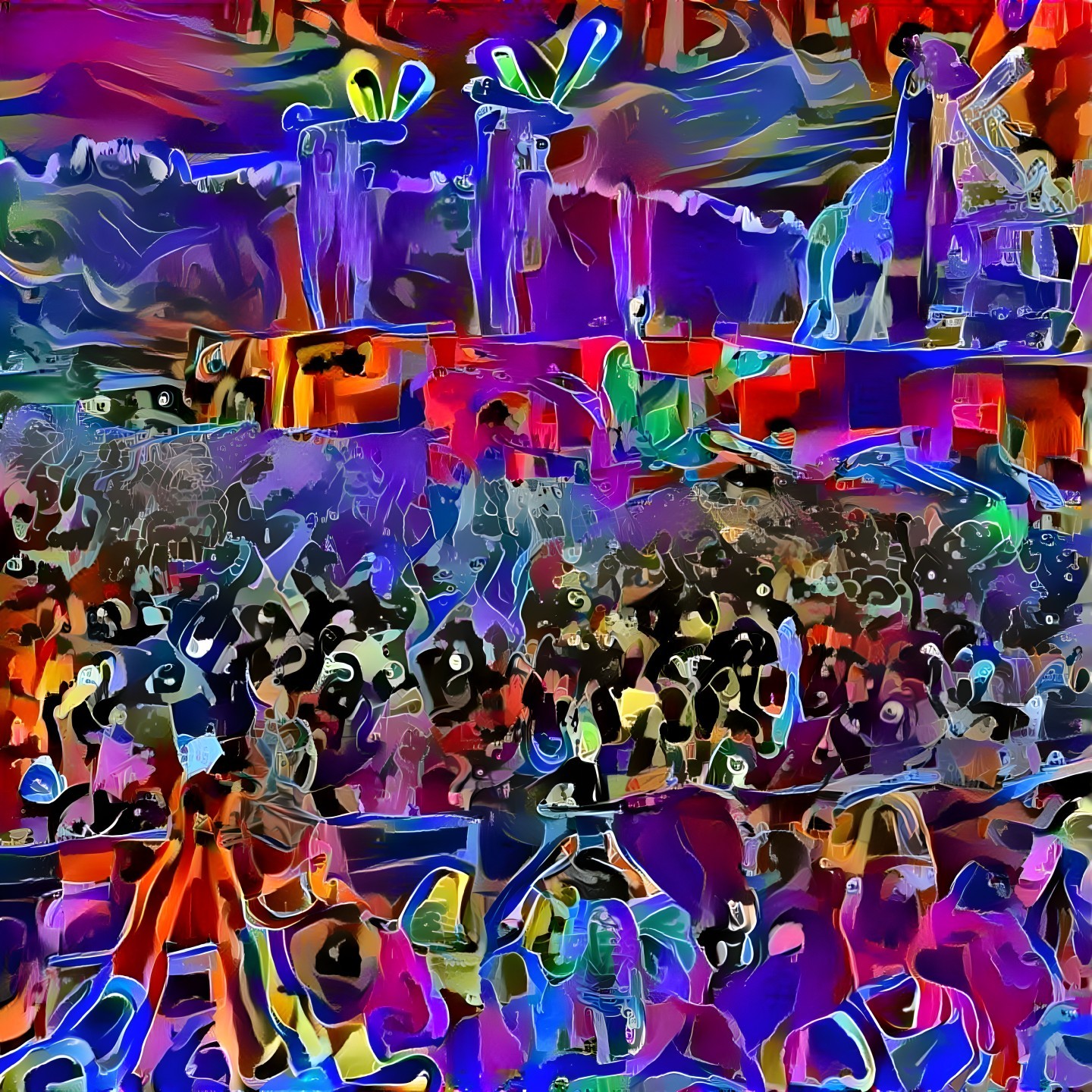 Abstract Colorful Crowd Scene at a Festive Event
