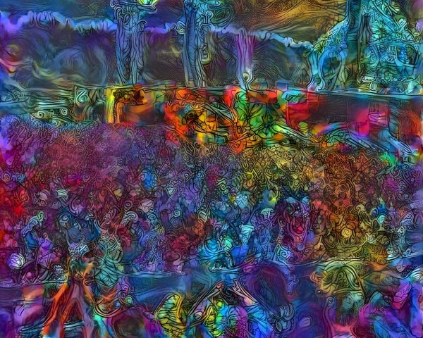 Abstract Art of a Lively Festival Crowd in Color