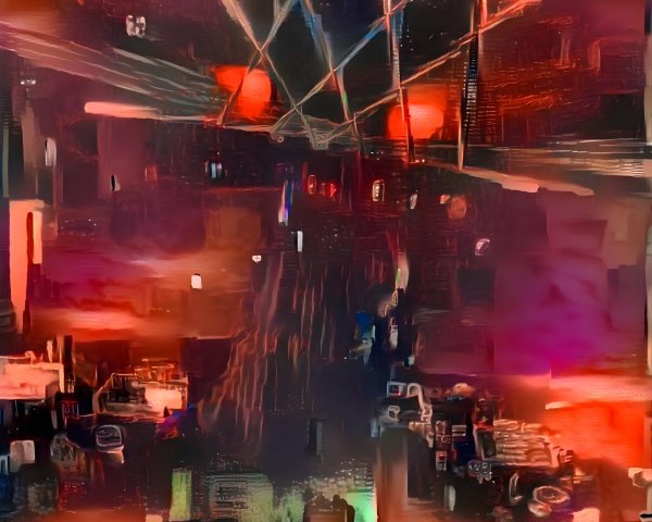 Abstract Cityscape in Bold Red and Orange Hues