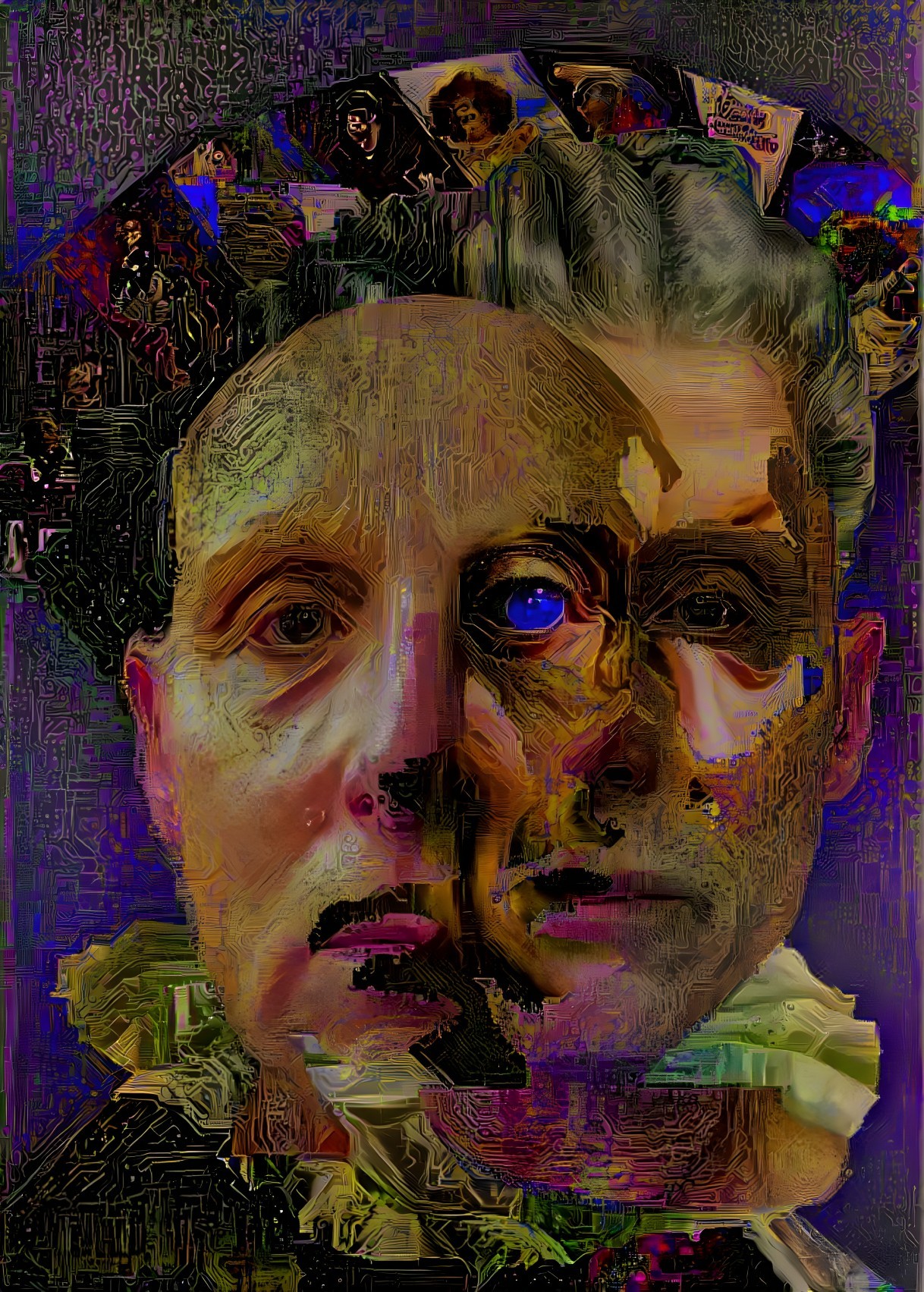 Surreal Blended Portrait with Vivid Abstract Background