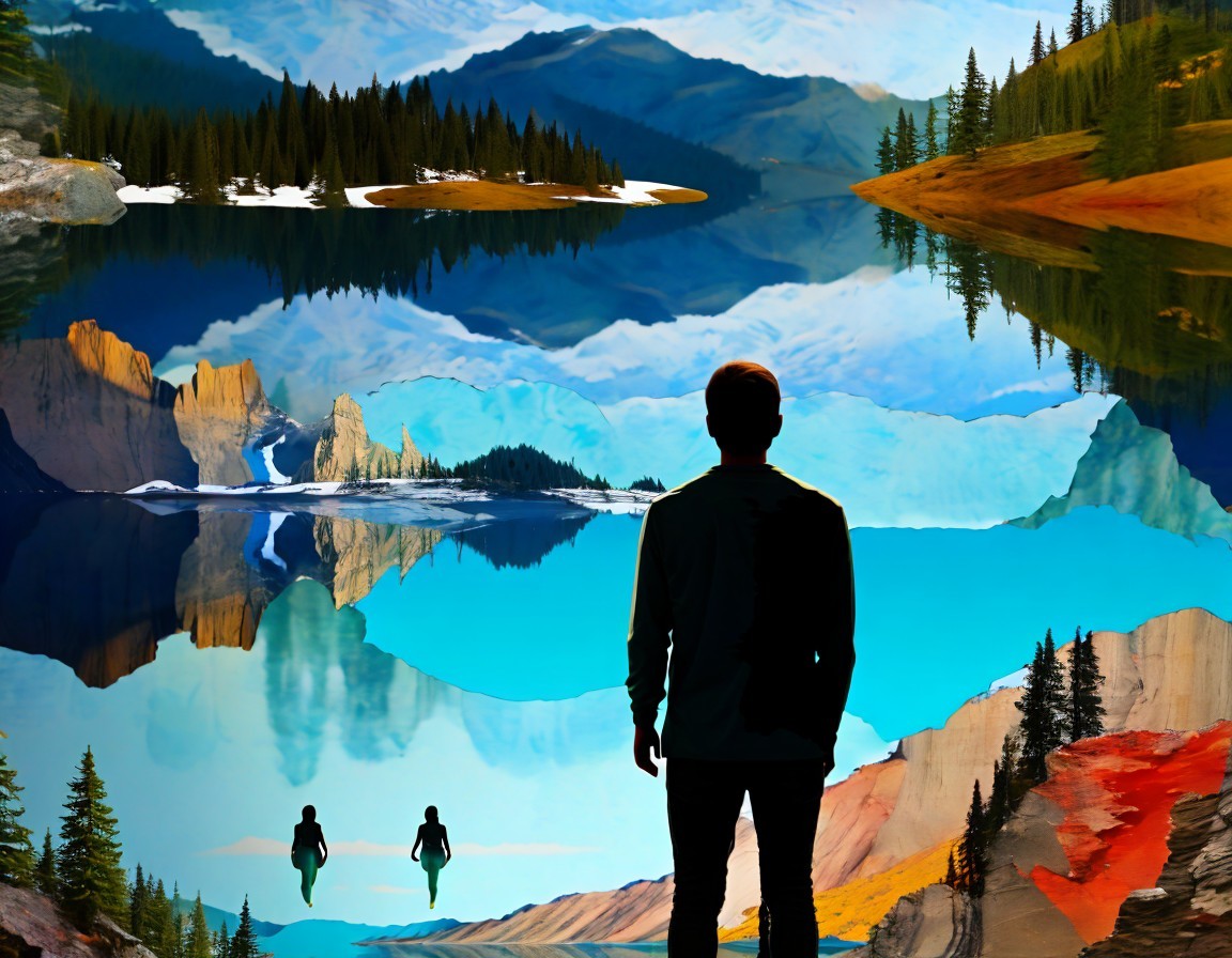 Serene Landscape with Mountains and Calm Waters