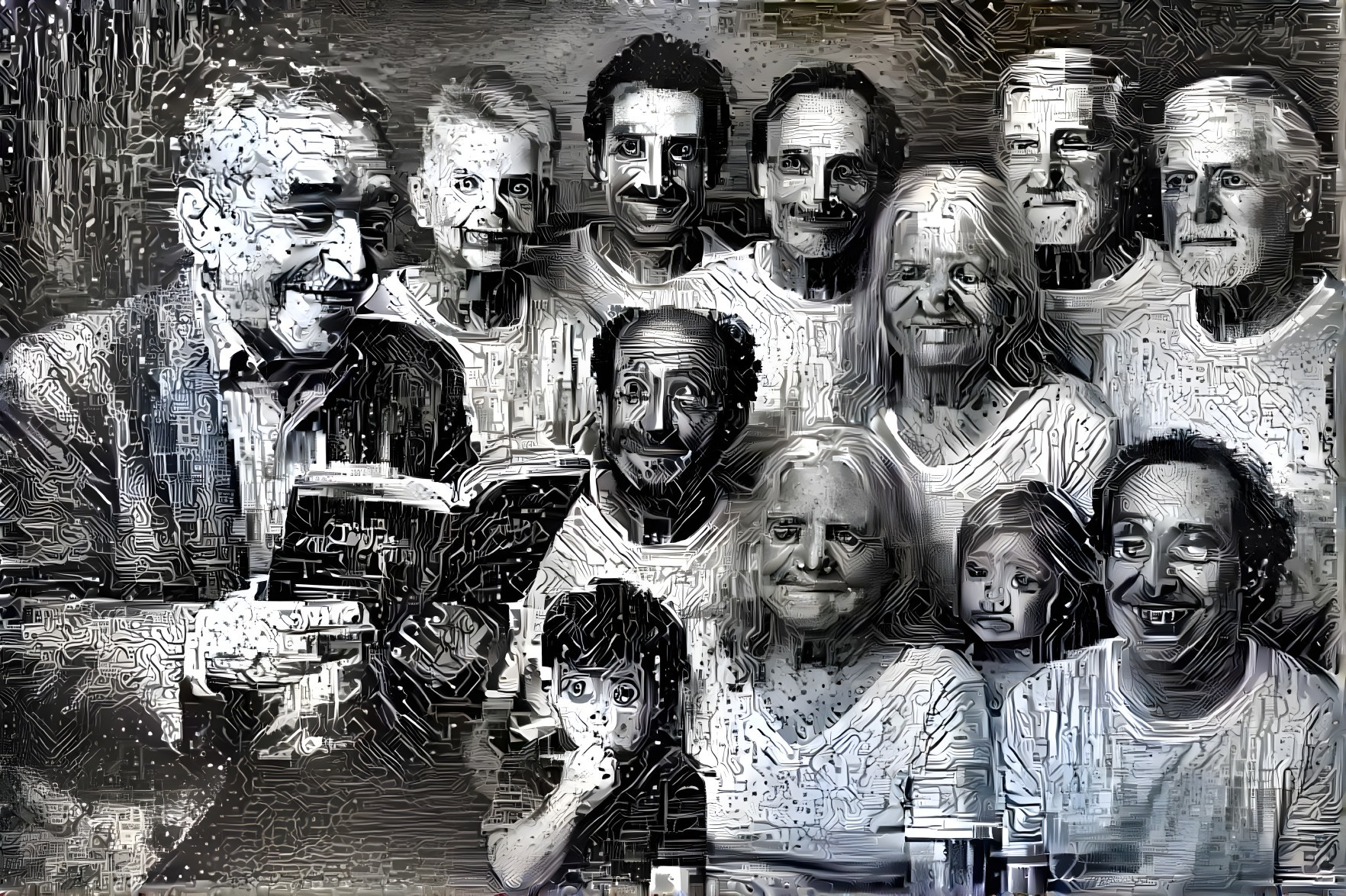Monochromatic Abstract of Diverse Individuals Sharing Stories