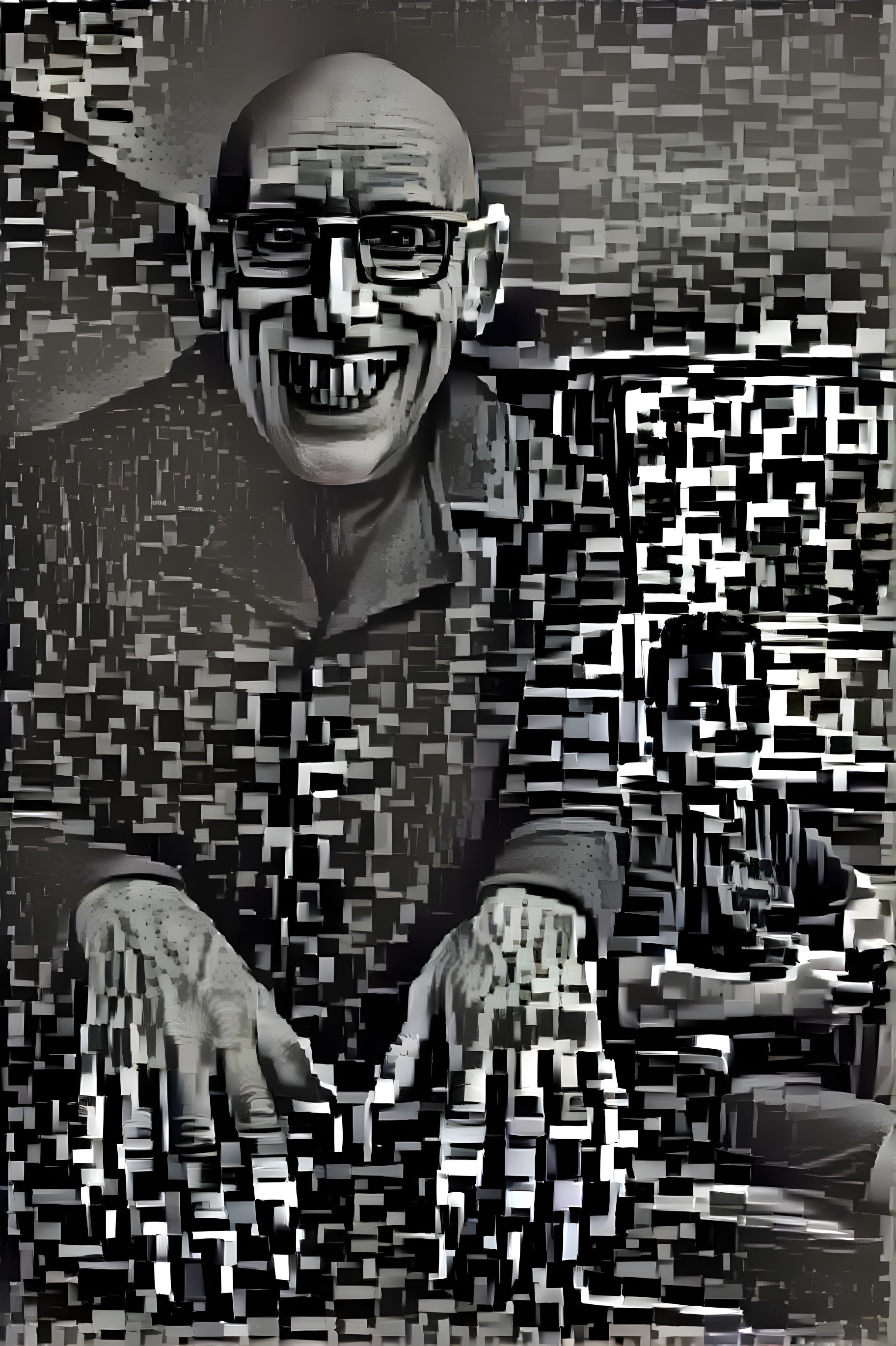 Abstract Portrait of a Smiling Man with Glasses