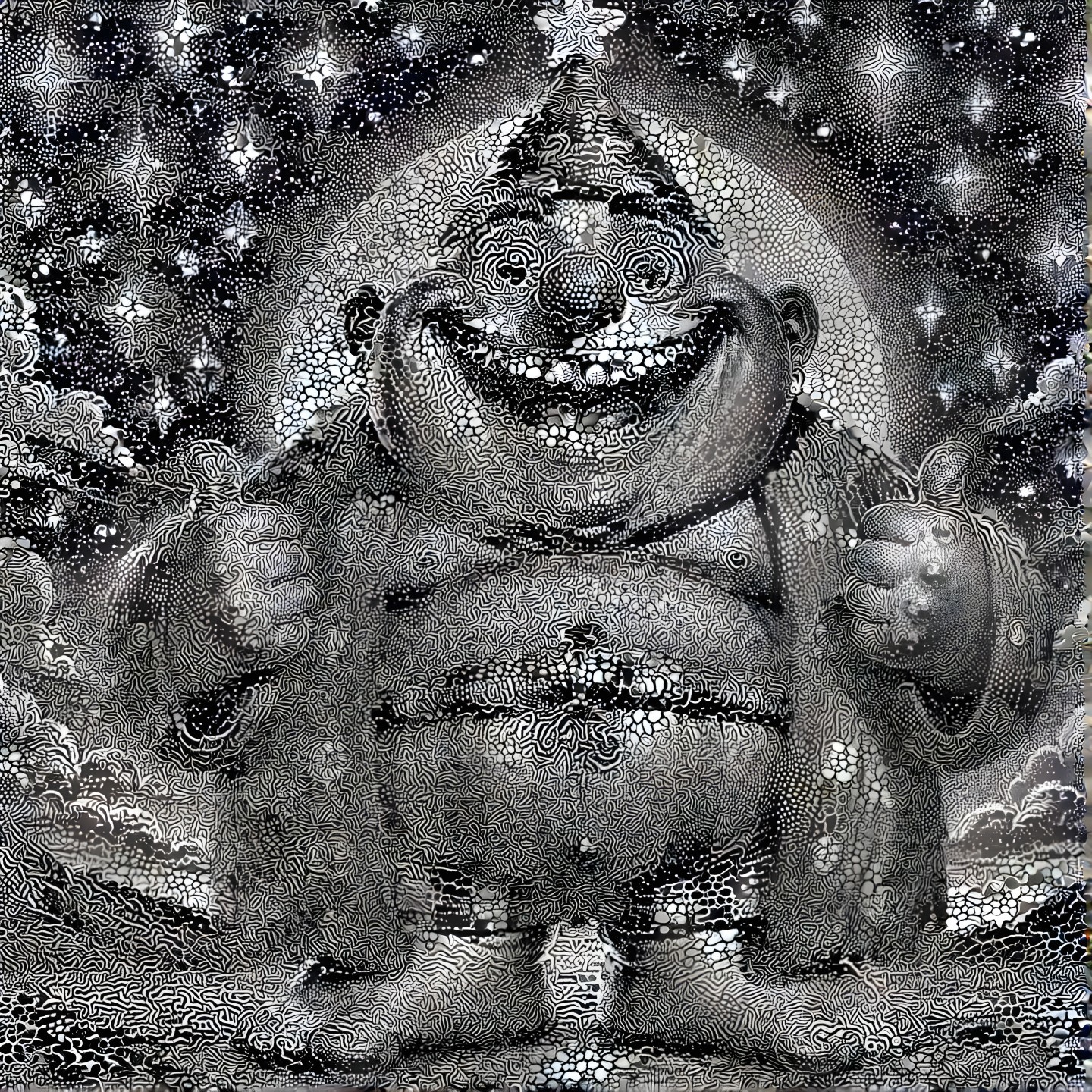 Cartoon Character in Cosmic Backdrop with Detailed Art