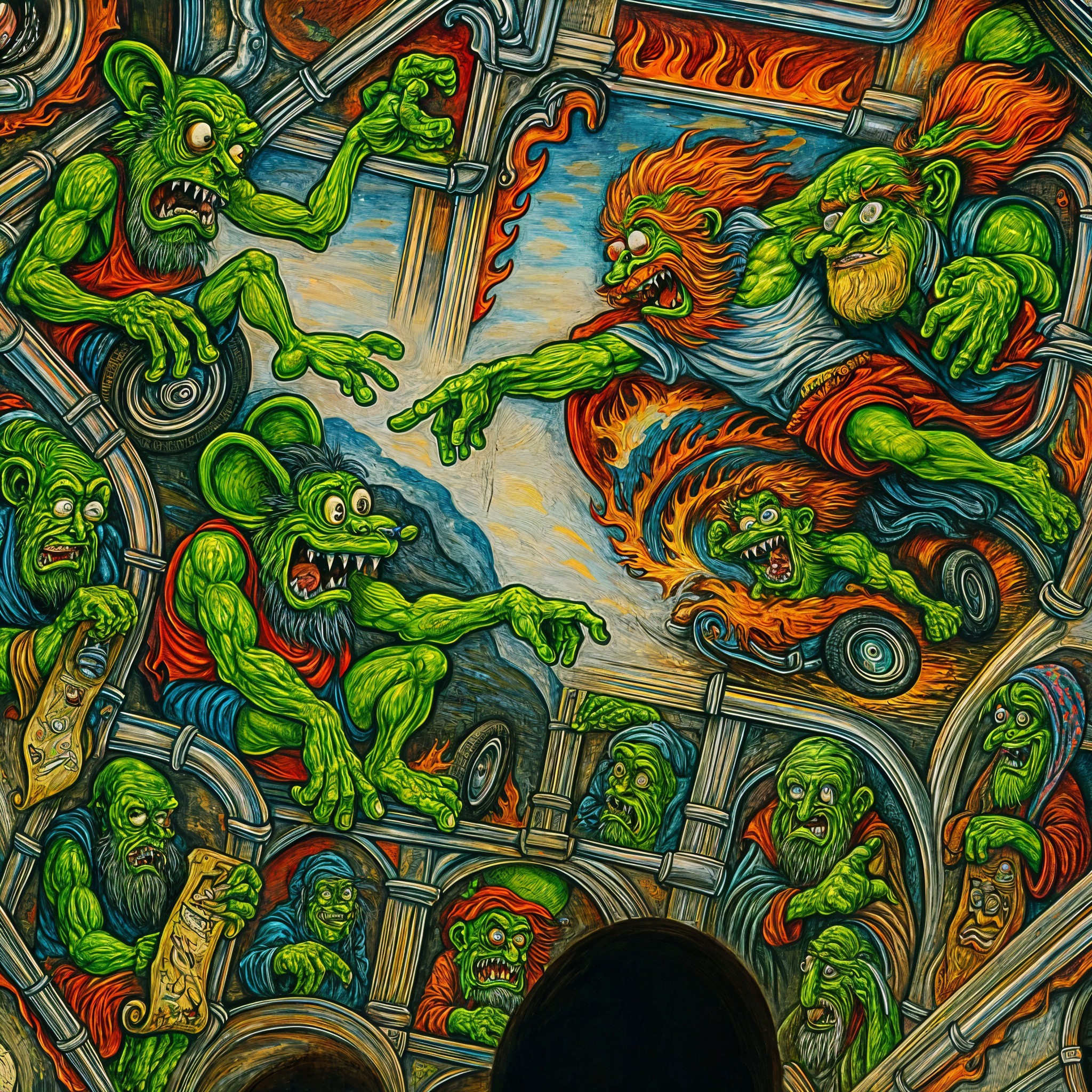 Vibrant Illustration of Exaggerated Green Creatures