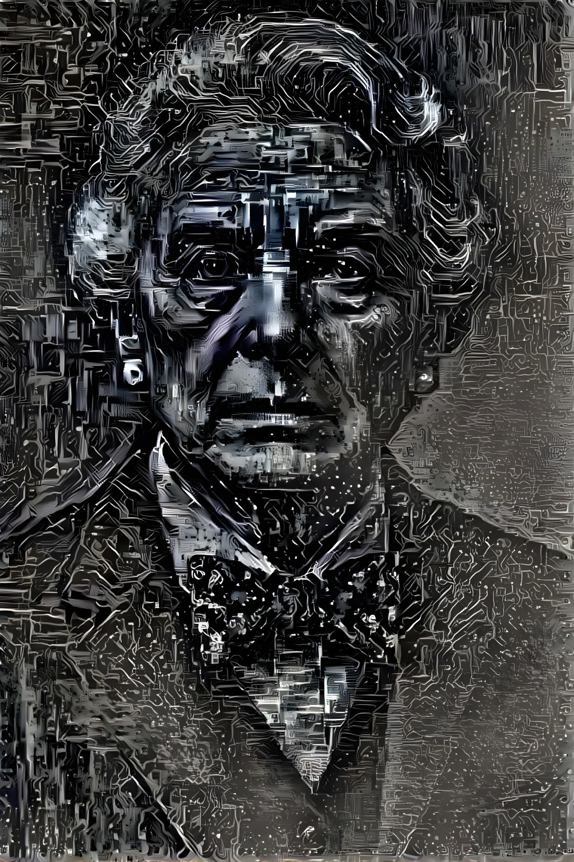 Abstract Textured Portrait of a Man's Face