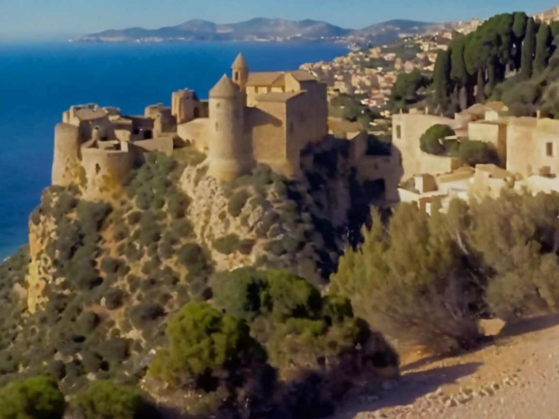 Medieval Castle on a Rocky Cliff Overlooking Sea