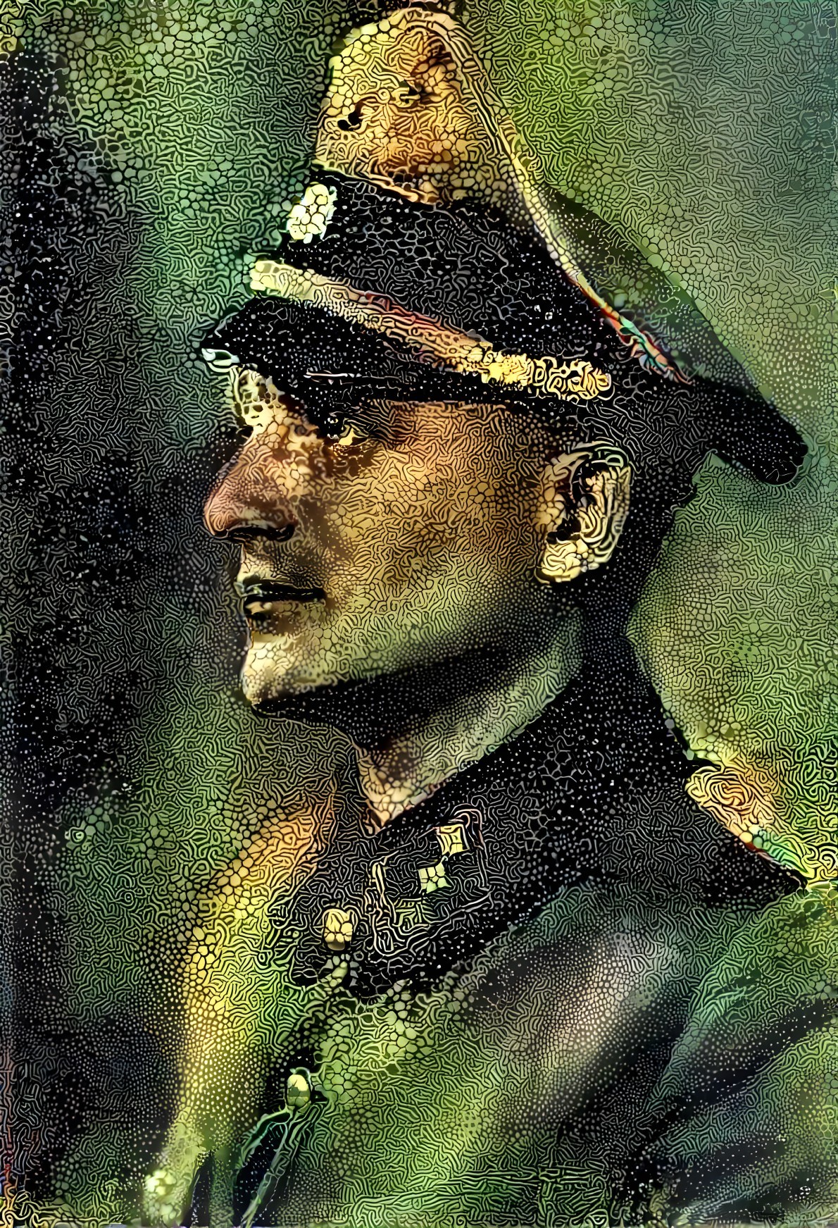 Stylized Portrait of a Military Officer in Uniform