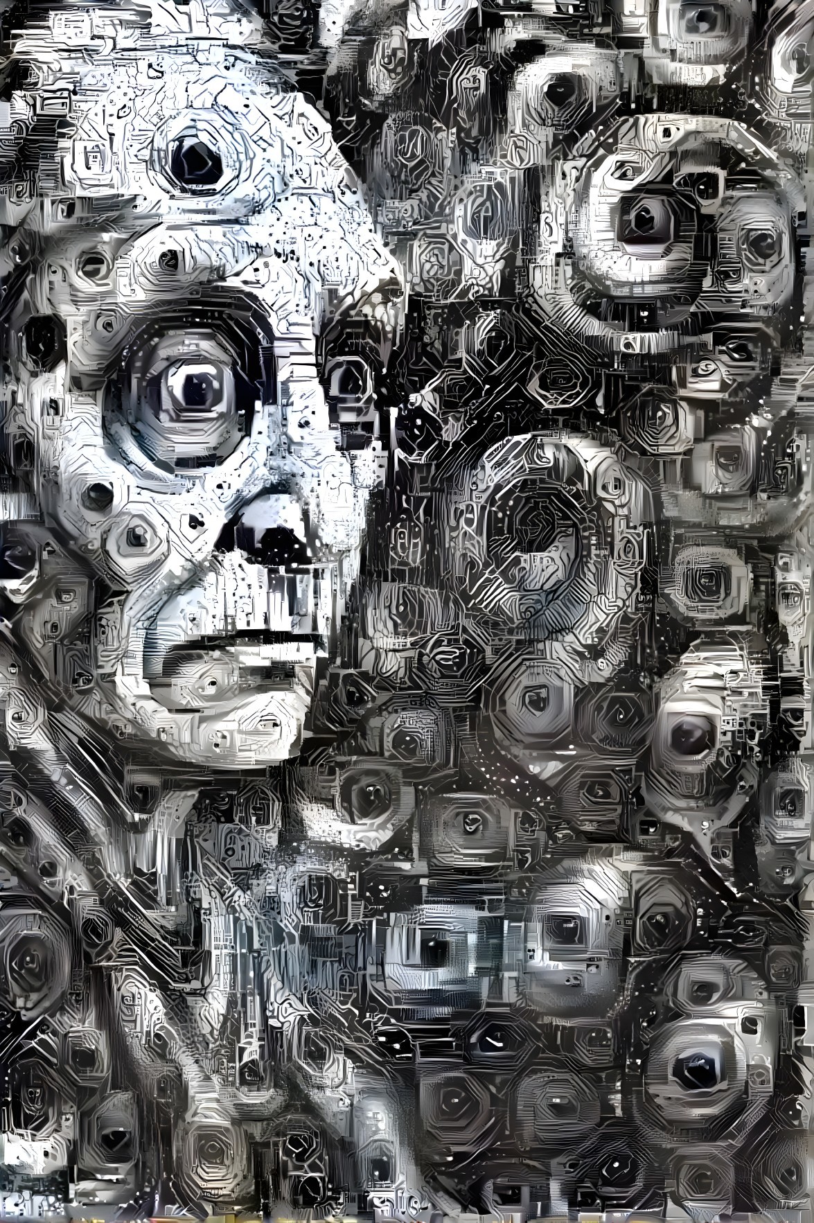 Abstract Monochromatic Face with Dynamic Background