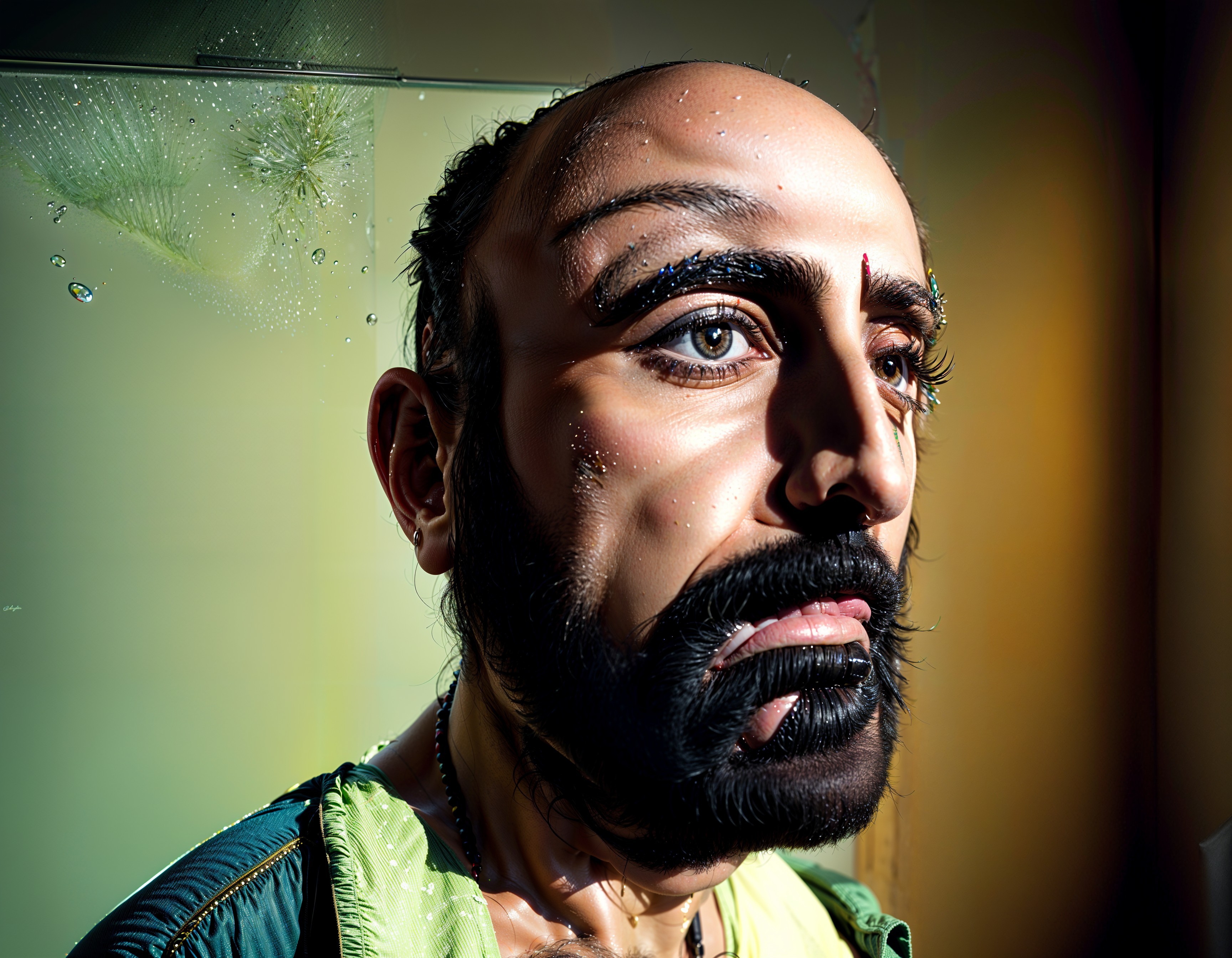 Man with Intense Features and Dramatic Lighting