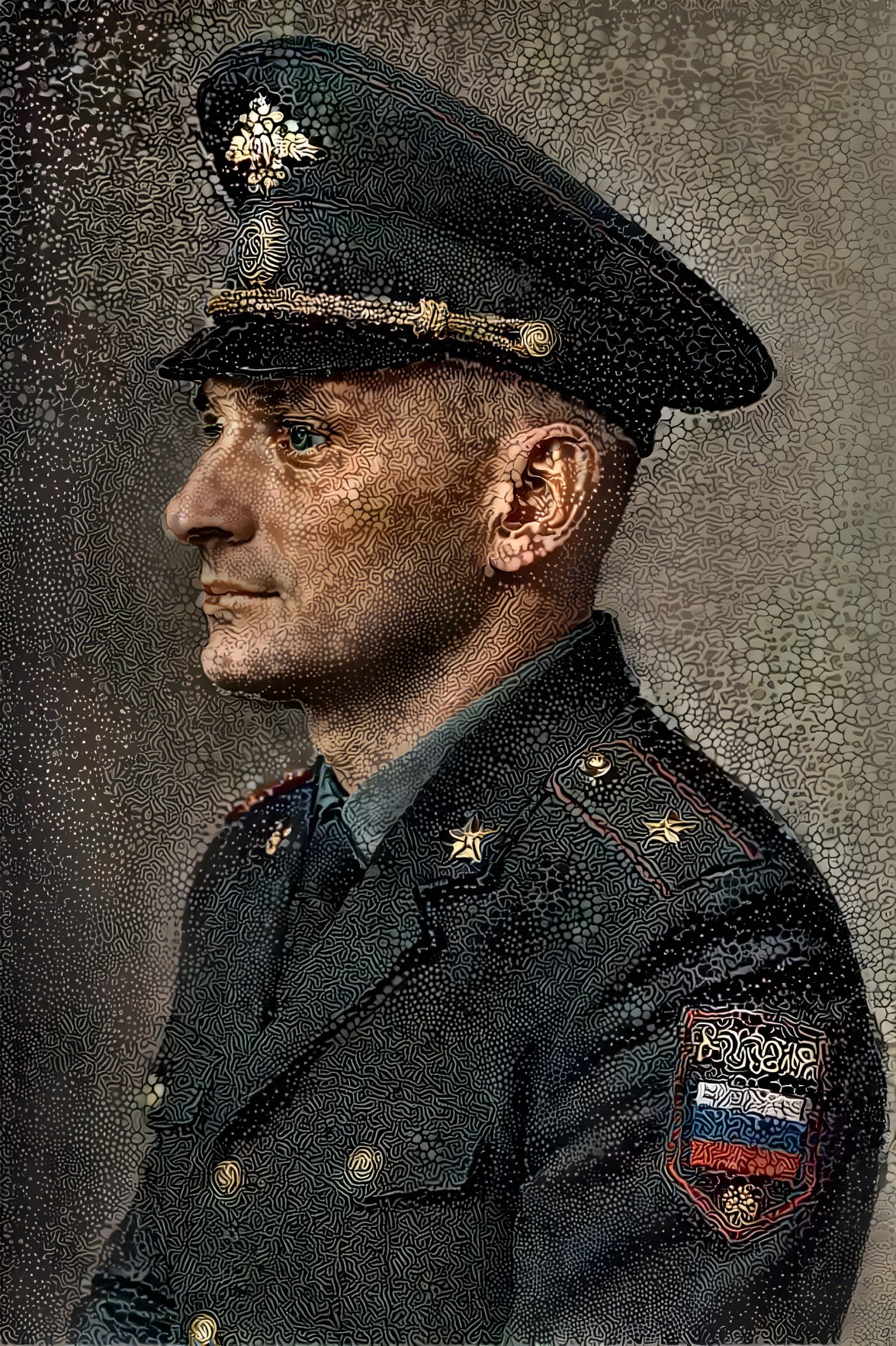 Profile View of a Military Officer in Formal Uniform