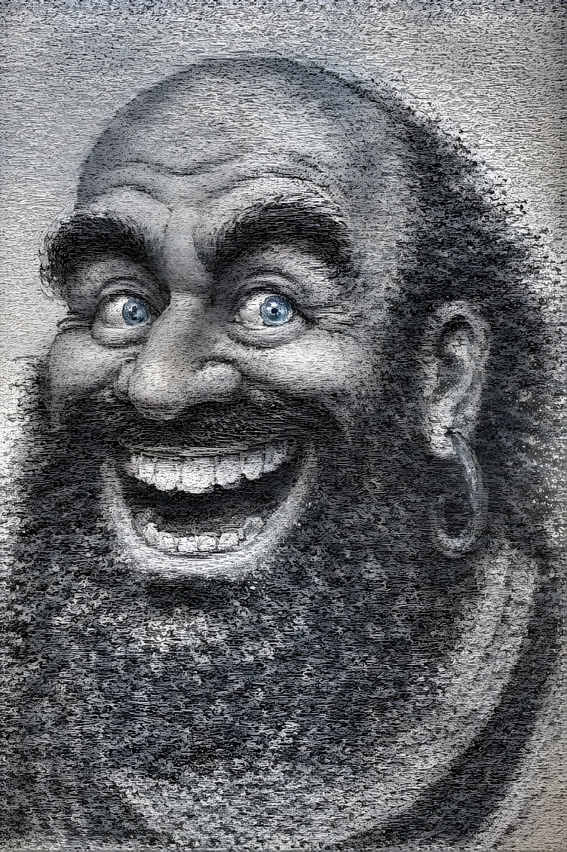 Humorous Portrait of a Man with a Bushy Beard