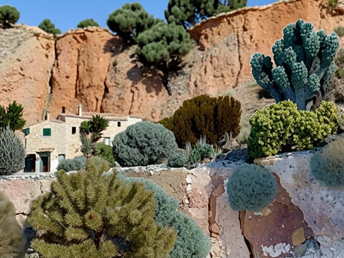 Mediterranean Stone House with Lush Surroundings