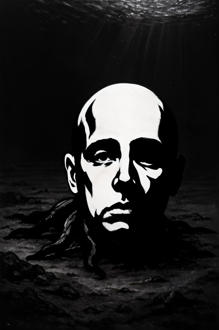 Monochromatic Bald Head in Dark Water with Light Beams