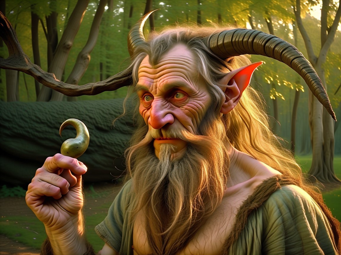 Ancient Woodland Creature in Serene Forest Setting